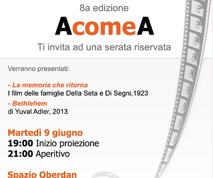 AcomeA sponsor della Rassegna Nuovo cinema israeliano